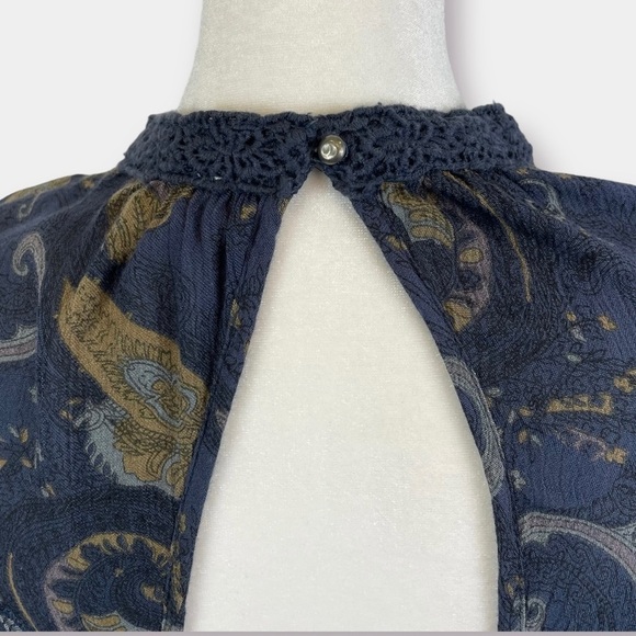 Free People Sweet Thing Baby Swing Dress Tunic Navy Paisley Size Small - Picture 8 of 9